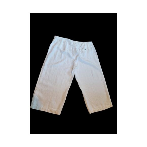 Eileen Fisher Organic Linen Capri Pants 2XL Wide Leg Cottage Core White READ - Picture 2 of 14